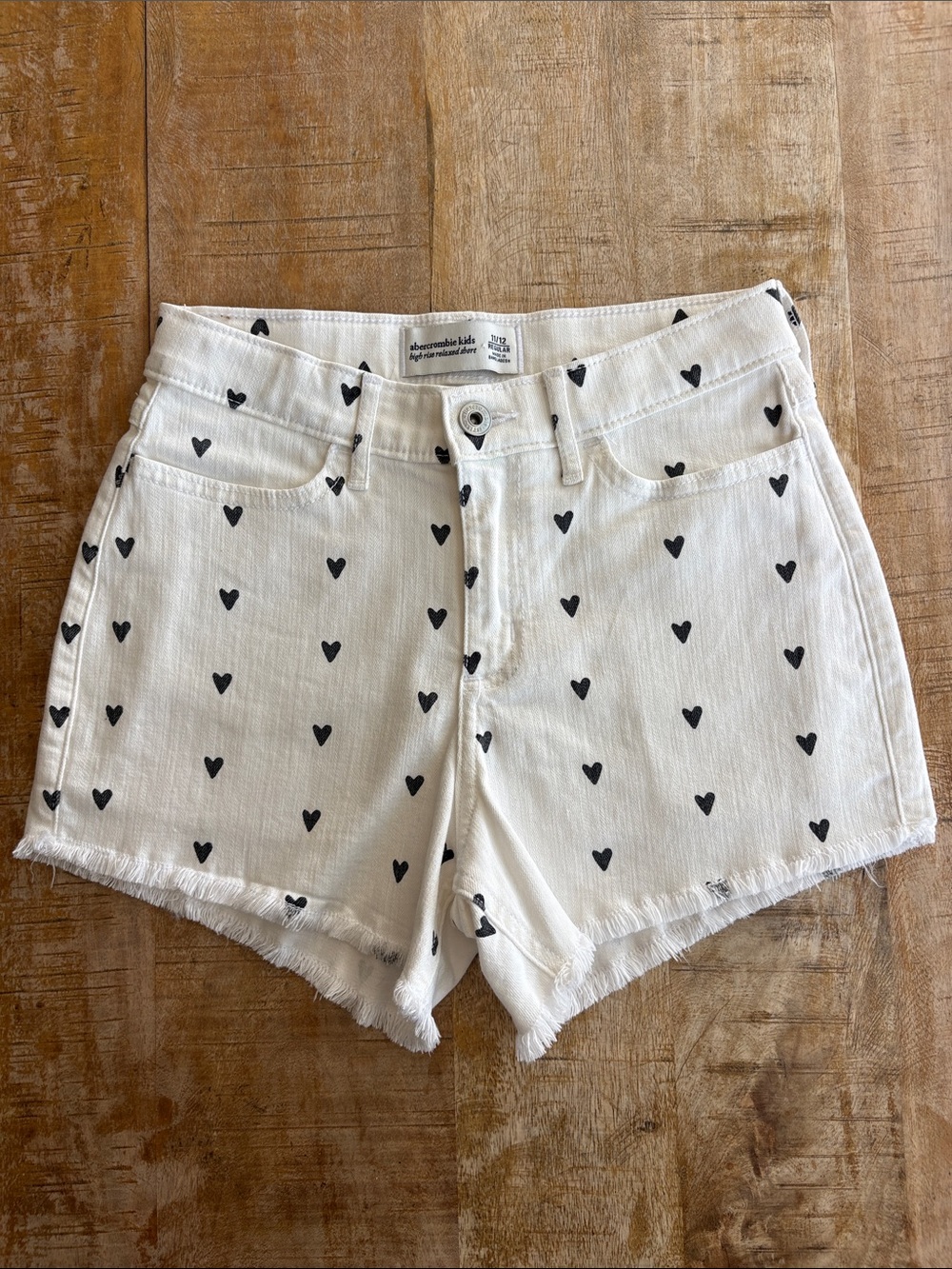 Abercrombie Kids Girls Denim Heart Shorts size 11/12